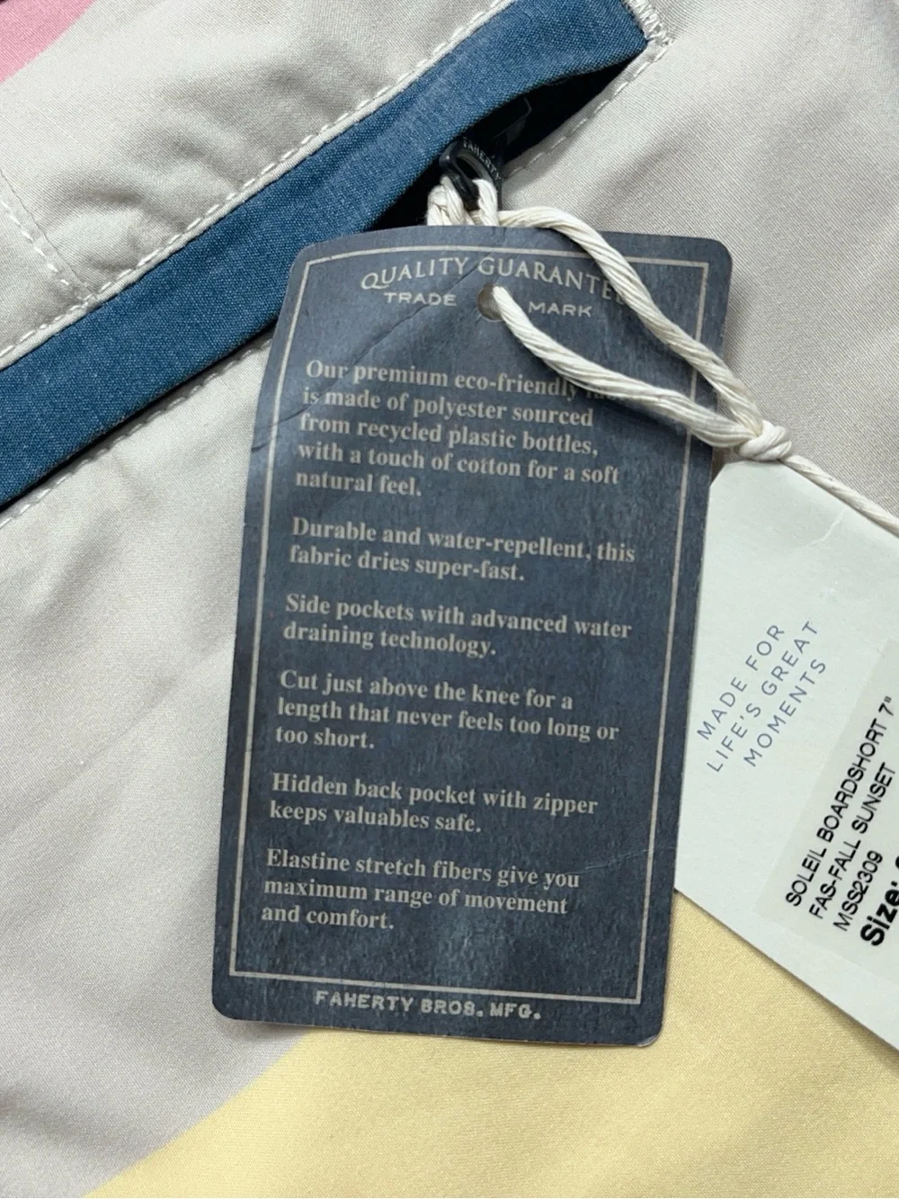 Faherty Soleil Board Short Mens 34 Unlined Swim Fall Sunset 7”Inseam Huckberry